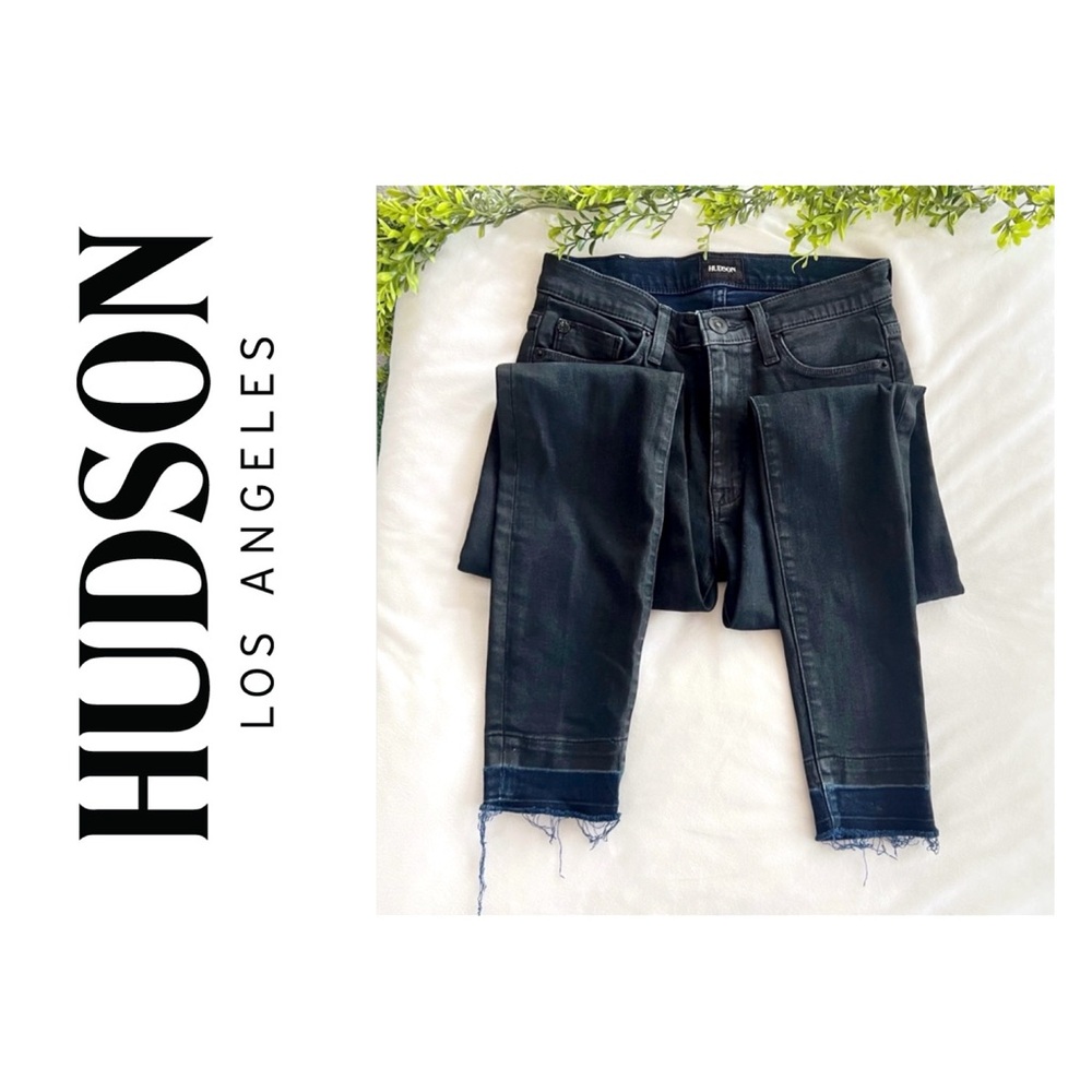 Hudson Barbara👖 High-Rise Skinny Ankle Raw Released Hem Denim Jeans